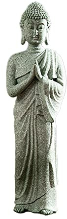 ZYWUOY Aquarium-Dekorationen, Kunstharz, stehend, Buddha, Kunstharz, Stein, Zen-Effekt, für den Außenbereich, Innen- und Außenbereich