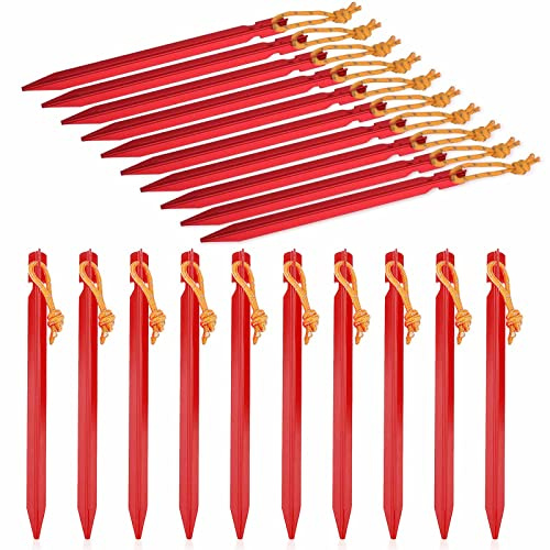 Piquetas Camping Suelo Duro,20 Piezas Estacas para Tienda Aluminio,Piquetas Playa 18cm,Piquetas Tienda de Campaña para Jardín,Tienda de Campaña