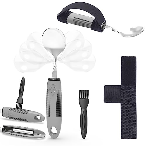 PKPKAUT Liftware - Cuchara doblable/pesada para temblores de mano, cuchara adaptativa para discapacitados para pacientes con Parkinson, cuchara curvada para estrechar la mano, cuchara para artritis en