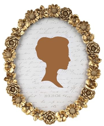 AELS 8x10 Inch Vintage Picture Frame, Elegant Antique Oval Photo Frames with Glass Front, Photo Display, Tabletop Wall Hanging, Gift Ideas, Gold Flower