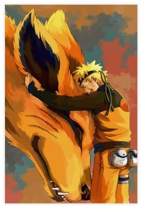 Generisch Anime Naruto Bijuu Kurama Kyuubi Leinwand Poster Schlafzimmer Büro Wohnheim Zimmer Dekor Geschenk Süße Wandkunst Ungerahmt 12x18 zoll