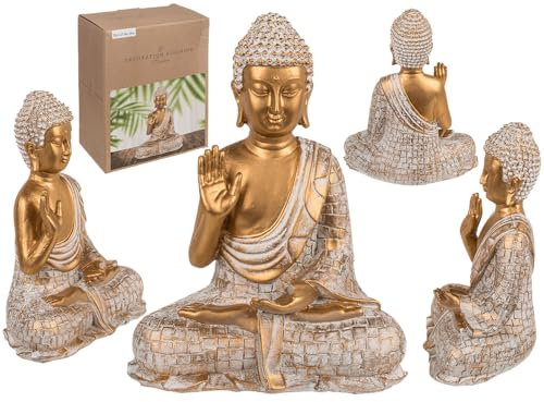 Out of the blue Deko-Figur, Buddha, ca. 16,5 x 10 x 21 cm, aus Polyresin, in Geschenkverpackung, Golden
