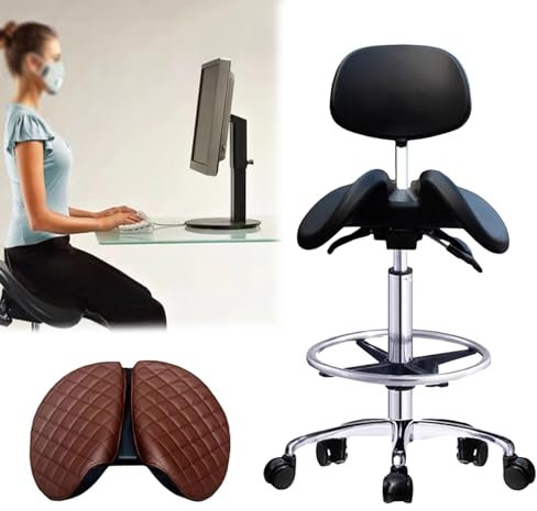 Sattelhocker Zahnarztklinik Ergonomischer Schwenkhocker Verstellbare Höhe, Stehwerkschalter Stuhl mit Fußstütze und Kissenpad, Haltung Verbessern Spa/Tattoo -Sitz (Size : 52-70cm (20.5-27.6in))