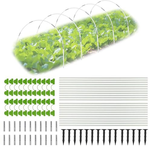 Ellxen 40 Stück Folientunnel für Hochbeet 38cm,Pflanztunnel Bögen,Gartentunnel Reifen,Folientunnel Bögen mit Kunststoff Umwickelt,Gewächshaus Tunnel Bögen,Folientunnel für Hochbeet