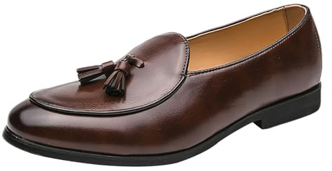 ANUFER Uomo Basso Mocassini con Nappe Classico Slip-on Formali Scarpe da Sera