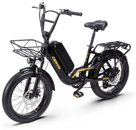 VOZCVOX E Bike Herren Damen Pedelec Elektrofahrrad mit 20 Zoll Fat Tire,Ebike 48V15Ah Akku bis 60KM,7 Gang,Vorderer Korb