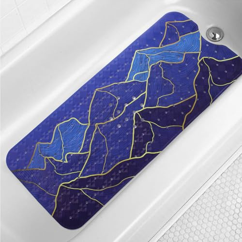 Mountain Badewannenmatte, rutschfest, 101,6 x 40,6 cm, Palmenblätter, extra lang, Badematte für Badewanne, böhmische abstrakte Kunst, rutschfeste Duschmatte für Badezimmer mit großen Abflusslöchern