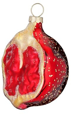 Christbaumschmuck Glas 6,5cm - Granatapfel Figur zum Aufhängen - handbemalt - Weihnachtsbaum Anhänger für Weihnachten - Christbaumanhänger & Weihnachtsbaumschmuck - Früchte Obst Rot