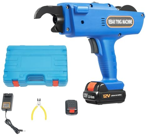 Levkitch 12V Elektrische Rebar Bindemaschine mit Aufbewahrungsbox,Bewehrungsverbinder für 8~34mm Stabstahl,Bewehrungsbindegerät Draht Driller mit 2 Stk 4,0 Ah Akku und Ladegerät