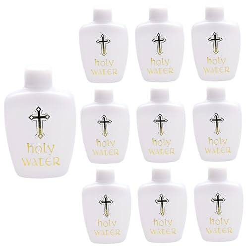 10pcs Botella de Agua bendita Católica con Tapa Cosida 60 ml de Recipiente de Agua bendita con Cross Dorado y Logotipo de Agua bendita Frasco de Agua bendita para bendiciones y Fiestas