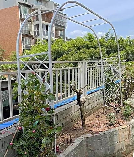 Arco da giardino in ferro battuto bianco traliccio pergolato per decorazione di matrimoni all'aperto antiruggine e zincato arco per piante rampicanti con basi 300 cm di larghezza