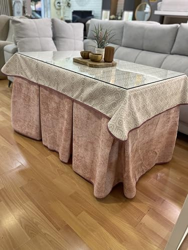 Genérico Ropa de Mesa Camilla Tejido Rústico Terciopelo Elegante Extragrueso - Color Rosa - Varias Medidas - Falda Mesa Camilla, Enaguillas, Enaguas, Ropa Chenilla (130 x 80 cm (72 cm de Alto))