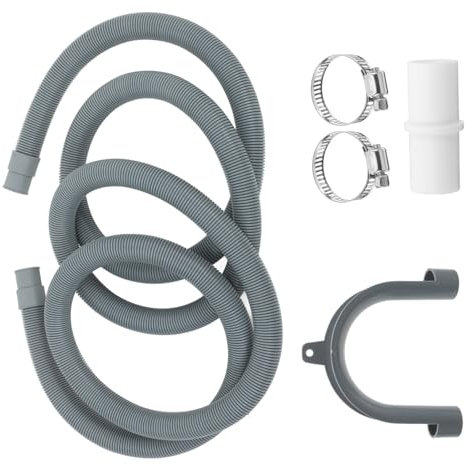 DOITOOL 2.5m Washing Machine Drain Hose Extension Corrugated Hose Fit Leakproof U-Bend Holder Clamps