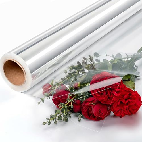 PYGHAP Zellophanfolie, transparent, 80 cm, extra breit, 80 cm x 30 m, Geschenkverpackungen für Blumen, Floristen, Osterkörbe, Geschenkkörbe, Verpackung (80 x 30 m, transparent)