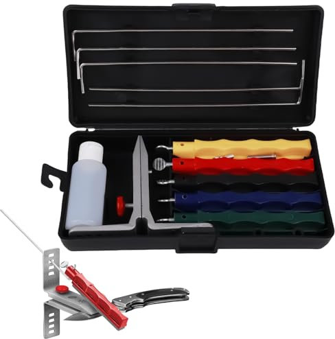 Afilador de cuchillos, sistema de afilado de cuchillos con ángulo controlado, afilador profesional con 5 piedras de afilar para interiores y exteriores