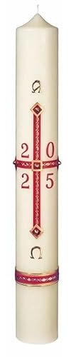 Traditionelle Osterkerze 2025 mit 10% Bienenwachs, Elfenbein, 500 x Ø 90 mm (11351)