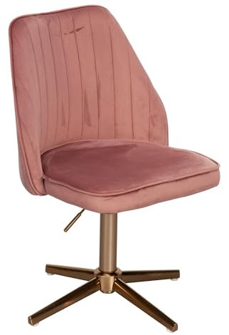 Schreibtischstuhl Rosa Samt Design Drehstuhl mit Lehne | Schalenstuhl 120 kg Höhenverstellbar | Arbeitsstuhl ohne Rollen | Stuhl Schreibtisch Home-Office Drehbar
