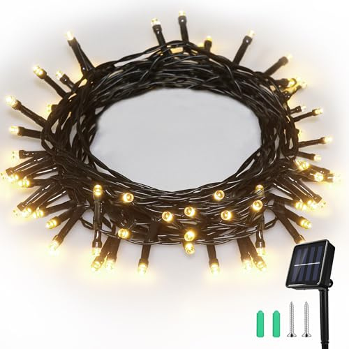 SLWOO Solar Lights Outdoor Garden - 5M/16ft 50 LED String Lights Waterproof, 2 Modes, Solar Powered Fairy Lights Indoor Outdoor for Garden, Patio, Yard, Tree, Festival, Party (Warm White)
