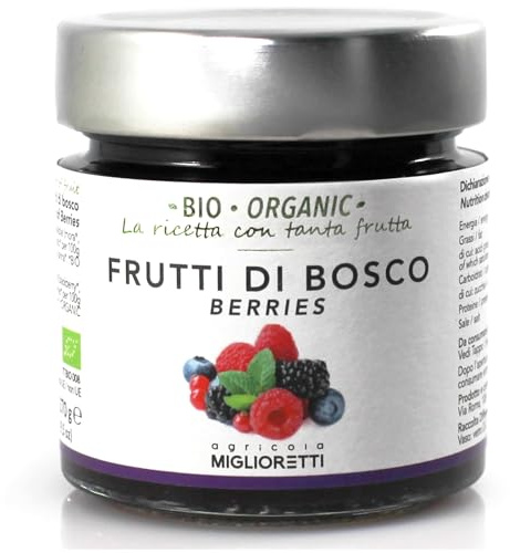 Agricola Miglioretti Confettura di Frutti di Bosco Biologica 270g – Ideale per Colazione e Dolci con Frutti selezionati e Zucchero di Canna, Senza Pectina e Conservanti, Naturale e Genuina