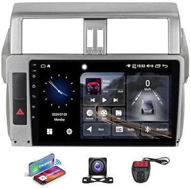 Android 13 9 QLED Écran Stéréo pour Toyota Land Cruiser Prado 150 2013-2017 Voiture Carplay/Android Voiture Local Météo/DSP FM RDS Dab+ Radio/Commandes au Volant/Bluetooth/Caméra(NF-5)