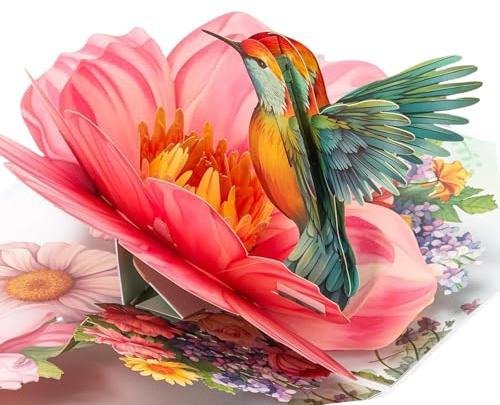 Geburtstagskarte Pop Up, Geburtstagskarte Frau Kolibri Popup Karte Geburtstag Geburtstagsgeschenk für Frauen 3D Karte Geburtstag Birthday Gift for Women für Frauen, Mutter Geburtstag Deko