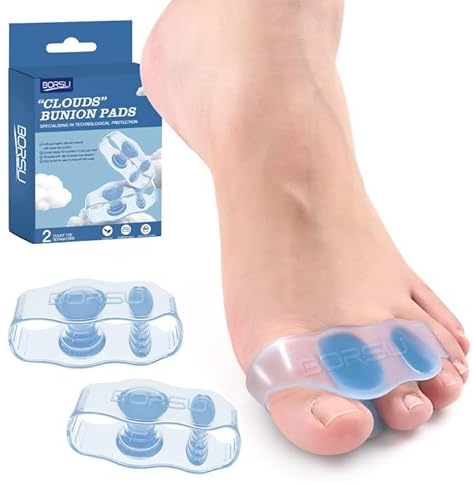 BORSU Silicone Toe Separators For Women Men 2pcs Big Toe Straightener Pads Bunion Corrector Protector Relieve Foot Pain Toes Overlapping Breathable Soft Day/Night