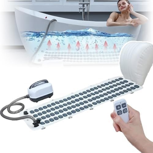 Home Surfing Bath Spa-Massagematte, 6-Gang-Einstellung, Wasserdichte Anti-Rutsch-Spa-Matte Mit Aufblasbarem Kissen Und Fernbedienung, Leistungsstarke Luftpumpe, Körper-Sprudelbad-Maschine For Besseren