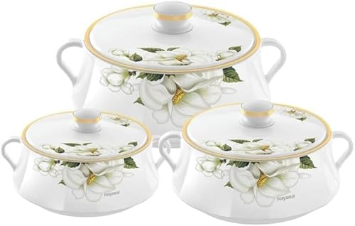 Insulated Casserole Dishes | Serving Dishes With Lid | Stainless Steel Inner | Keep Food Warm | Thermal Food Container | Hot Pot | Set of 3 (5, 7.5 & 10 Litre)