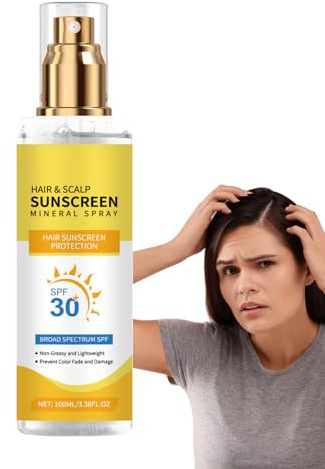 Hair Sunscreen Spray with SPF 30 - Lightweight UV Protection for Scalp & Hair, Moisturizing & Sweat-Resistant - Prevents Color Fade, Non-Greasy, Ideal for Outdoors, Running & Sports