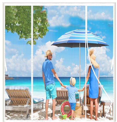 Magnet Fliegengitter Tür Balkontür,140x220cm Insektenschutz Doppeltür Fliegengitters,Automatisches Schließen, Magnetvorhang Doppeltür Türvorhang, für Schiebetür Balkontür Terrassentür