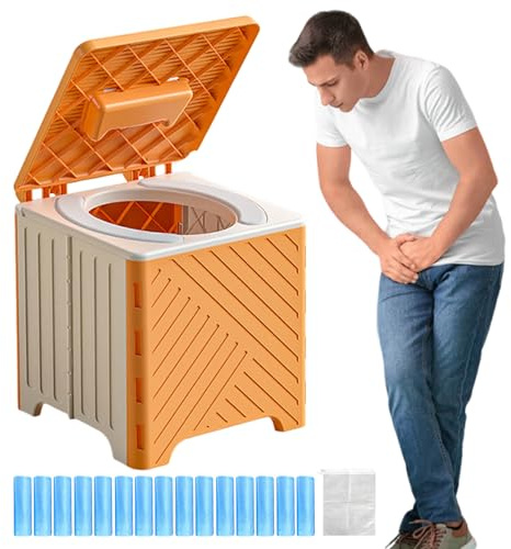 Campingtoilette Für Camping - Toilettenstuhl für Erwachsene,Klappbar & Rutschfester Toilettensitz mit PVC Sitzpolster für Senioren Krankenhaus Outdoor Camping Reisen