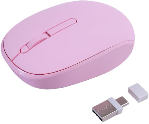 Type c USB Dual Interface Static Wireless Mouse (rosa)