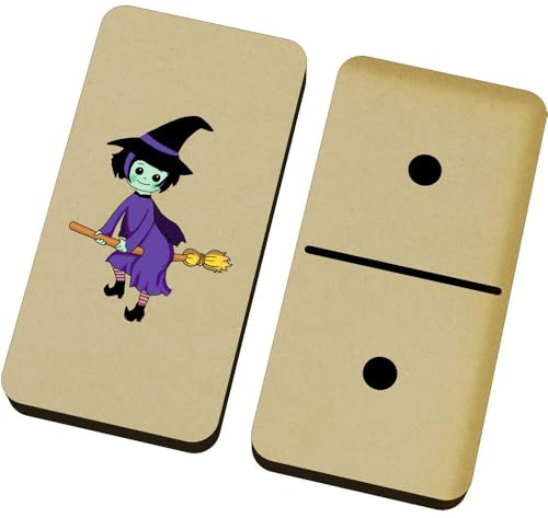 Azeeda 'Witch On A Broomstick' Domino Set with Box (DM00051862)