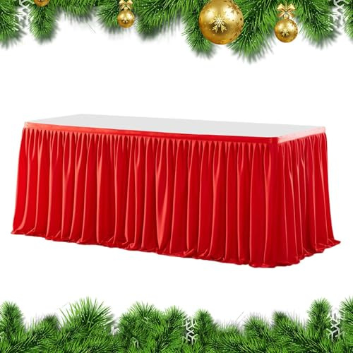 Rrlihjgu Tischrock, Plissee, rechteckig, 1,8/2,7 m, verstellbar, Dekoration für Haus, Hochzeit, Party, Babyparty, Innen- und Außenbereich, Halloween – Babyparty, Hochzeit, Geburtstag