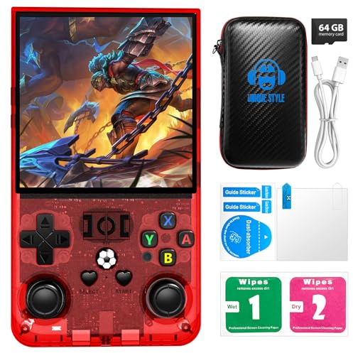 R36MAX Console de jeu portable rétro avec système Linux open source, carte TF de 64 Go intégrée, plus de 18 000 jeux vidéo classiques, console de jeu portable avec écran IPS HD de 4 et batterie de