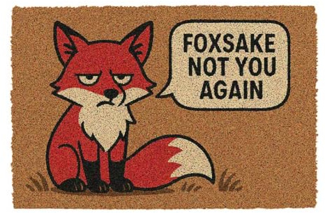 CKB LTD Foxsake Not You Again V2 Fox Themed Novelty Doormat Unique Joke Doormats Front Back Door Mats Made with a Non-slip PVC Backing, Natural Coir, Indoor Outdoor Size 60 x 40cm
