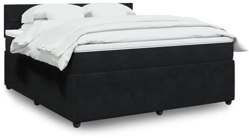 Frdhee Polsterbett Palettenbett, Boxspringbett mit Matratze Schwarz 180x200 cm Samt, Robust, Leichte Montage, Umfangreicher Stauraum