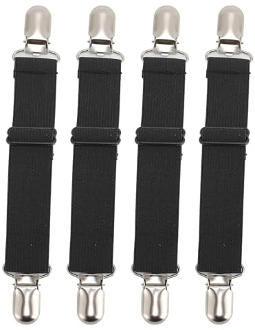 Purokise Stiefel-Clips, verstellbare, elastische, rutschfeste Hosen-Steigbügel-Clips für Hosen, Stiefel, Reiten, Radfahren, Skifahren, Dehnen, 4 Stück, Schwarz