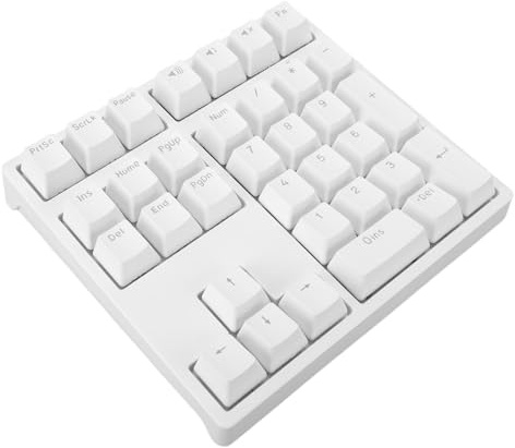 Tangxi Mechanischer Nummernblock mit 34 Tasten, Blauer USB-Schalter und RGB-Hintergrundbeleuchtung, Verstellbare Füße und Treppenstufen-Tastenlayout mit 17 Beleuchtungsmodi, für OS (White)