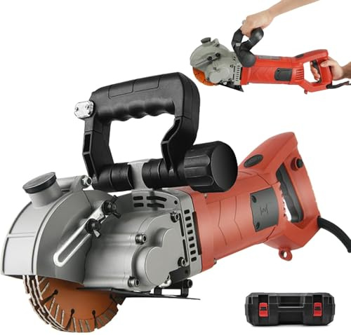 Wall Chaser Electric Cutting Machine, 4800W Adjustable Depth Width, Max Groove Cutting 42mm for Brick, Concrete, Granite, Marble, Stone