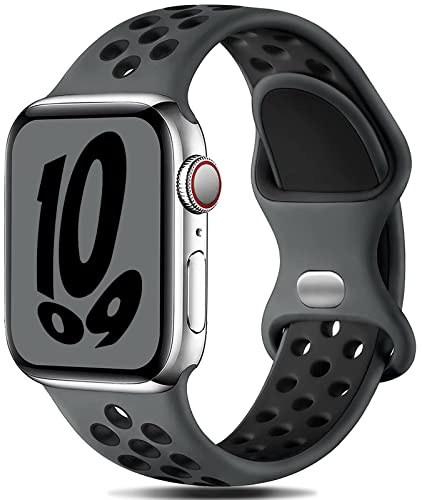 Sport Strap Compatible with Apple Watch Straps 44mm 42mm 45mm 46mm 49mm 41mm 40mm 38mm,Breathable Silicone Sport Band Replacement for iWatch Series Ultra 10/9/8/7/6/5/4/3/2/1/SE Men Women