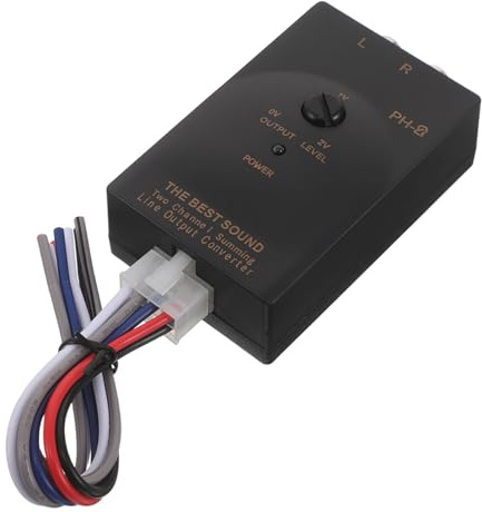 Kisangel Convertitore Audio per Auto Rca Uscita Alto-basso a 2 Vie, Funzione Ritardo Segnale, Compatibile Amplificatori e Subwoofer, Installazione Semplice per Impianti Stereo di Serie