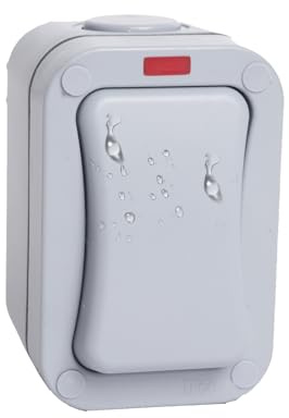 Iriisy IP66 Lichtschalter Außen Aufputz, 20A Outdoor Schalter mit LED-Kontrollleuchte, Wetterfester Feuchtraumschalter für Garten & Garage, Universalschalter (8.8 * 5.8 cm (1-fach))