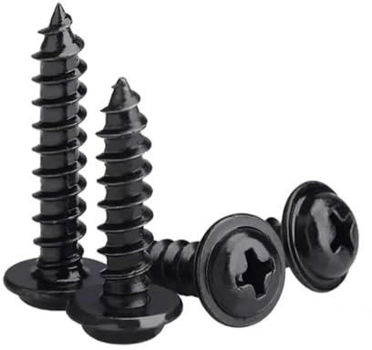 50 Piezas Tornillos Autorroscantes M4×14 mm Negros – Tornillos Roscachapas de Cabeza Arandela con Ranura Cruzada (Phillips) para Madera, Metal y Plástico PUNTO ES LIGHTING