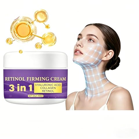 Crema Viso al Retinolo, Crema Idratante Viso con Retinolo e Acido Ialuronico, Effetto Lifting e Idratazione, Riduce Rughe e Linee Sottili, Combatte Macchie Scure e Pelle Secca, 50g