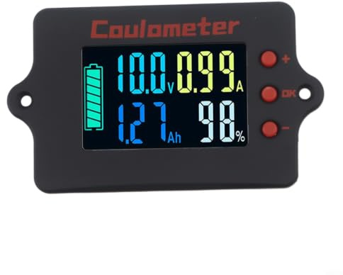 Monitor di Potenza con Shunt 100A Voltmetro Amperometro LCD per Auto RV Fotovoltaico Misura Tensione per corrente Capacità Display Digitale Preciso Test Elettrico 8-120V(Color screen)
