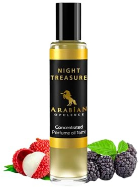 Arabian Opulence FR183 NIGHT TREASURE Roll-on Parfümöl | Konzentriertes Duft Körperöl | Langanhaltendes ölbasiertes Parfüm für Frauen | Reisegröße alkoholfreies weiches Parfümöl Flasche (15ml)