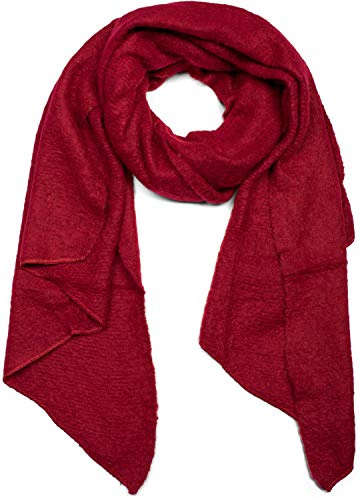 styleBREAKER Damen Schal aus weicher Viskose | einfarbiger Webschal in asymmetrischer Form | große Stola für Herbst und Winter Looks, Farbe:Bordeaux-Rot