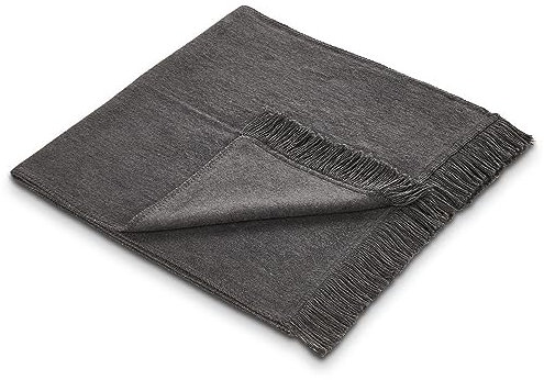 La Vida Sesselschoner Überwurf Tages-Decke in Anthrazit - Oeko-TEX® Zertifiziert, 200x50 cm, Sofaläufer mit Fransen, Baumwollmischung bis 40 °C waschbar, Schutz für Sessel, Sofa, Couch & Bett
