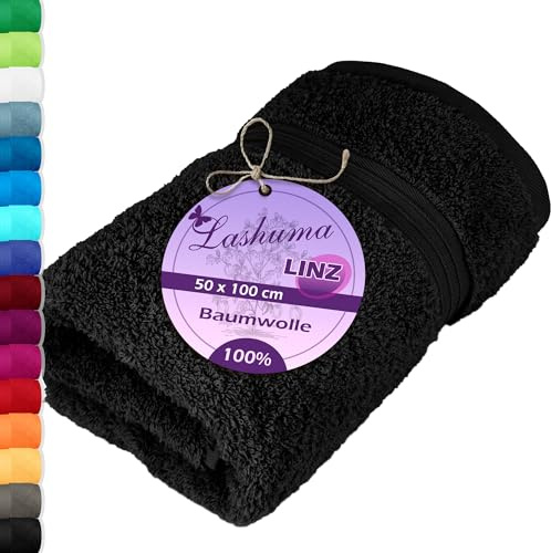 Lashuma kleines Frotteehandtuch Männer 50x100 cm, Linz Strandliegen Handtuch Schwarz